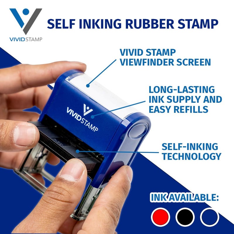 Vivid Stamp Late! Teacher Self Inking Rubber Stamp (Blue Ink) - Medium - Image 4